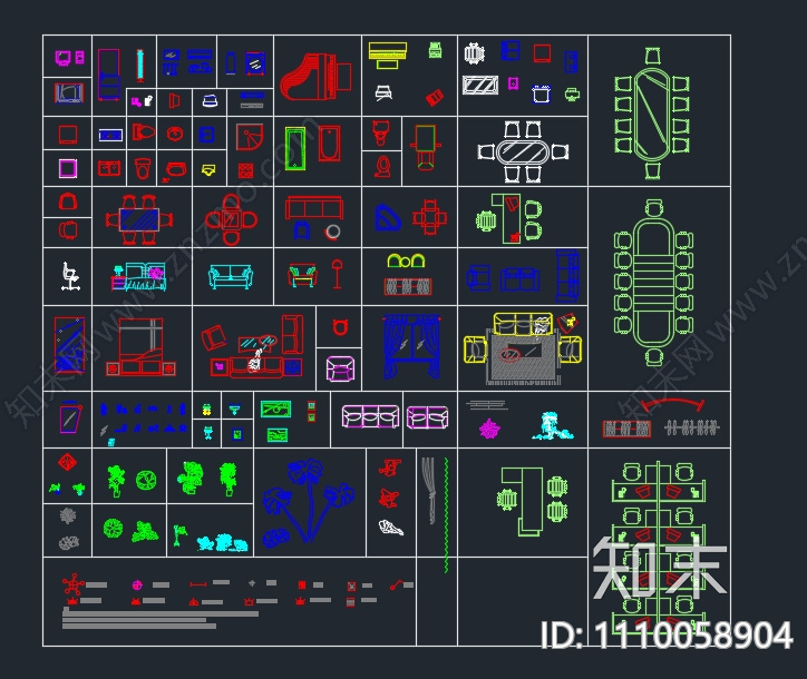 室内CAD平立面图库施工图下载【ID:1110058904】