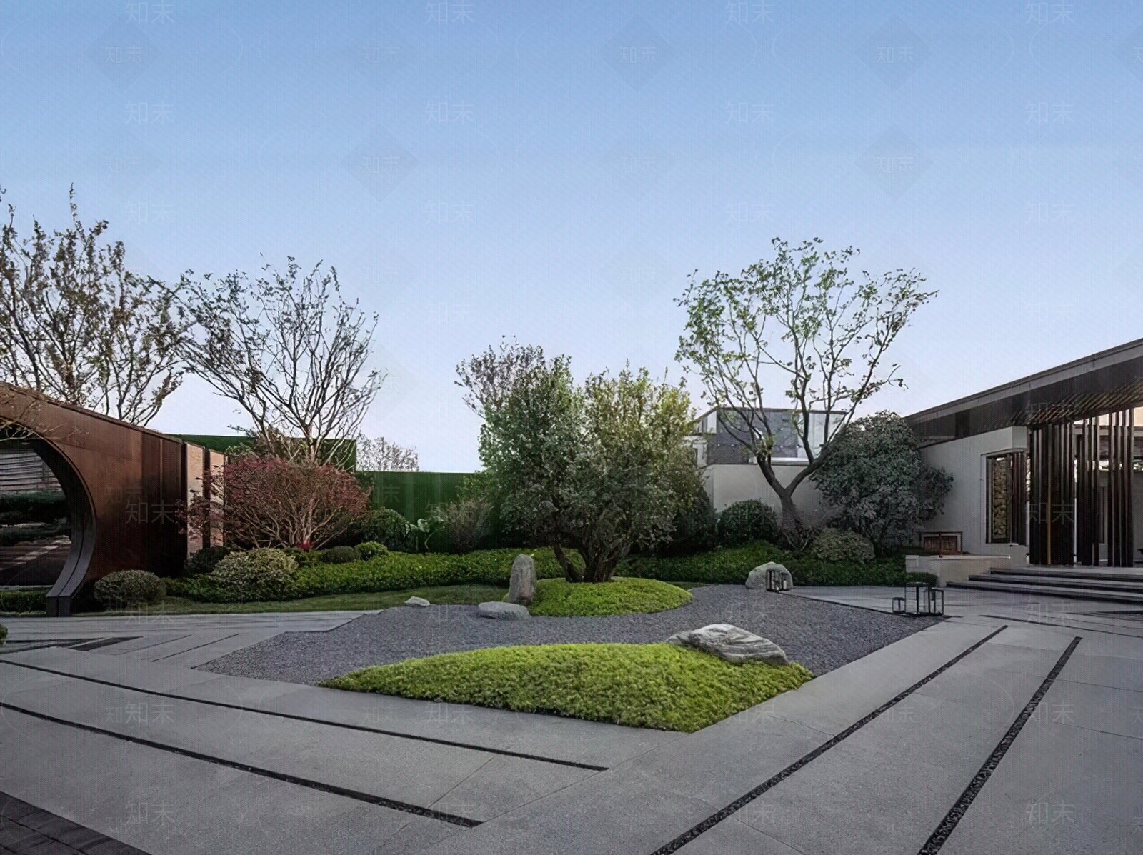 日式别墅庭院外景贴图下载【ID:1110061099】