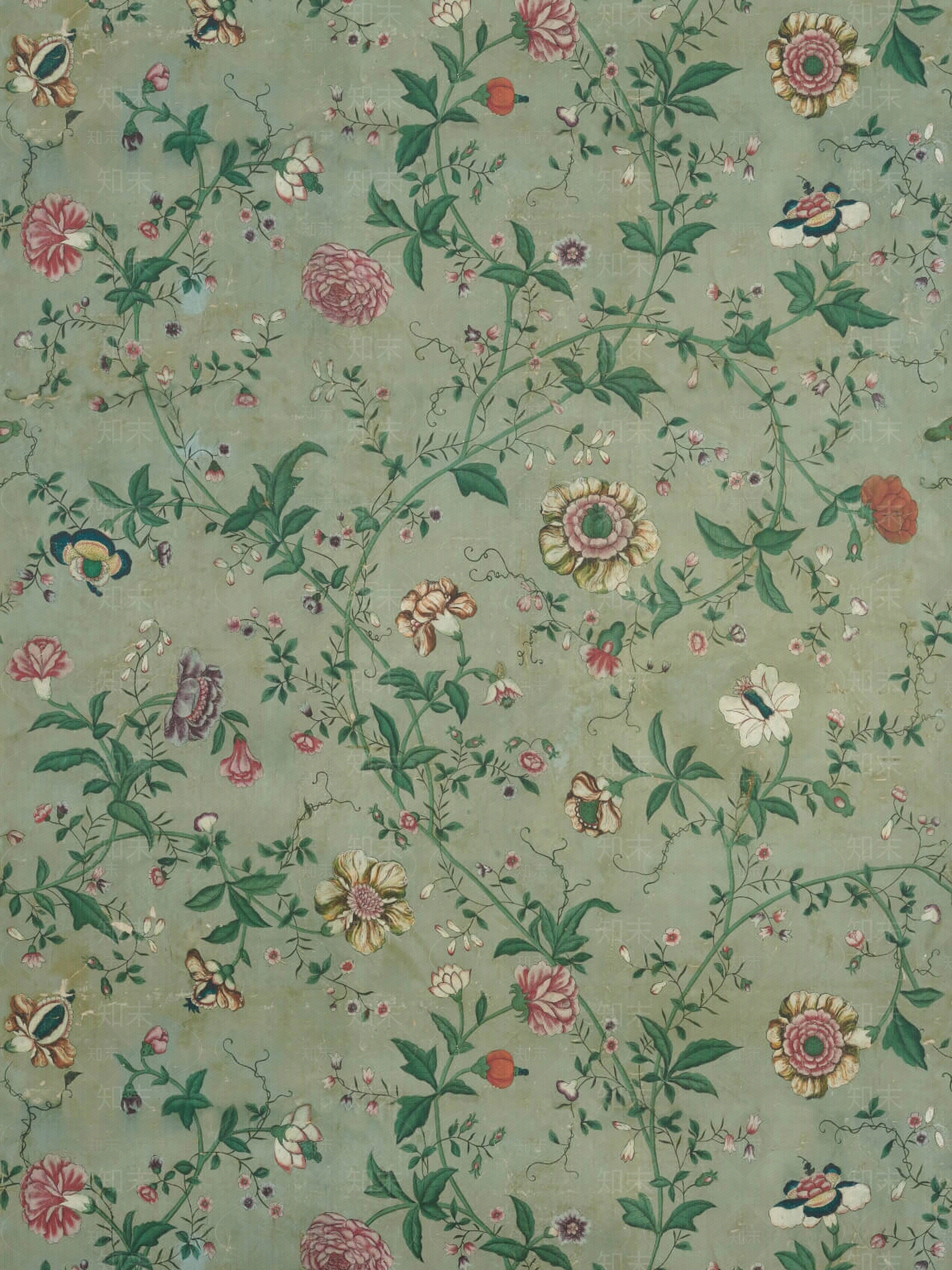 绿色碎花壁纸贴图下载【ID:1110075004】