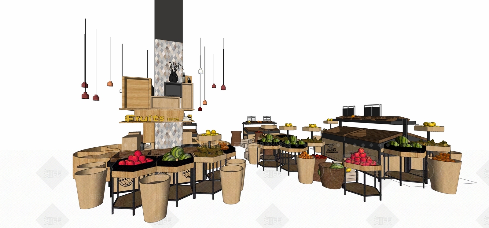 现代水果蔬菜货架SU模型下载【ID:1110082543】