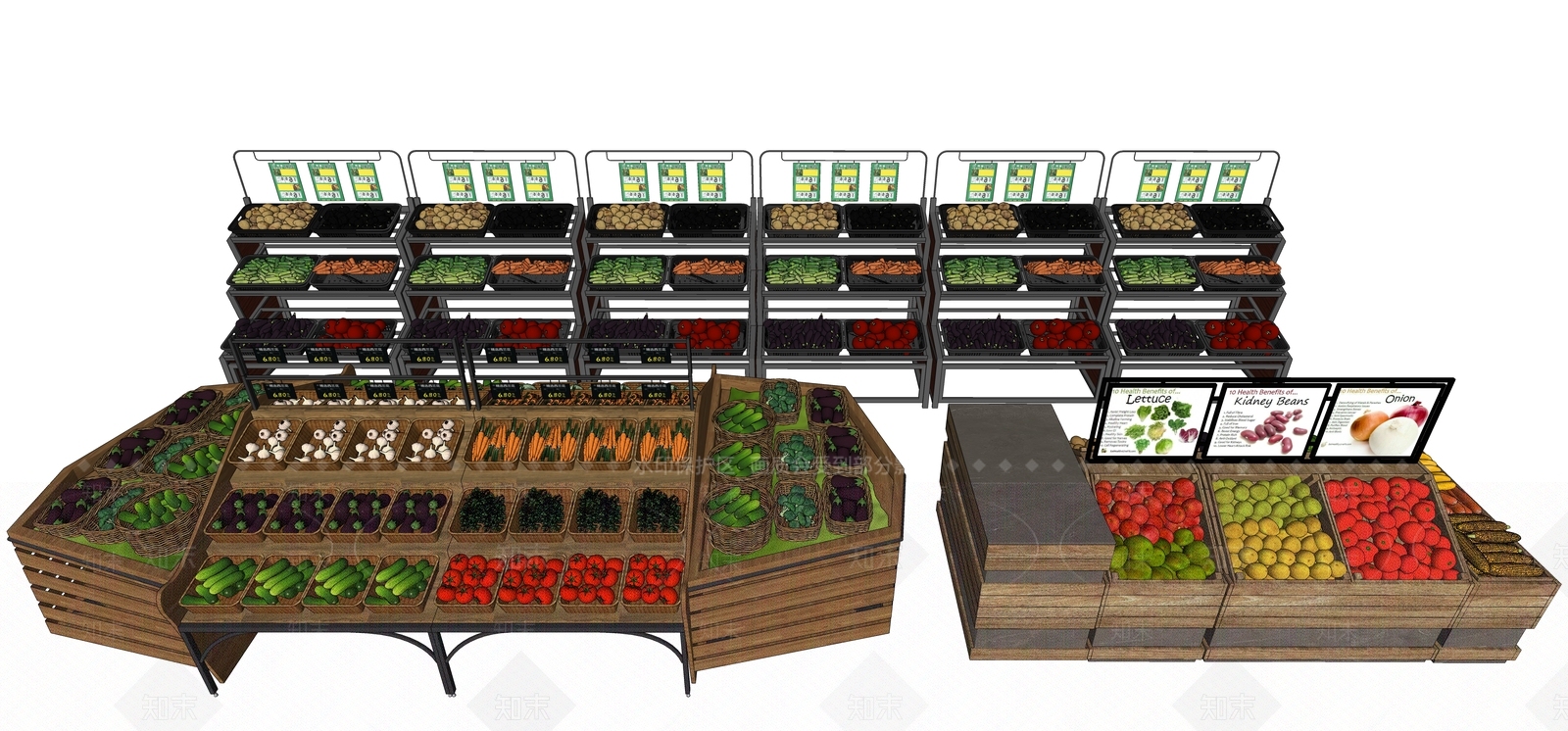 现代水果蔬菜货架SU模型下载【ID:1110083322】
