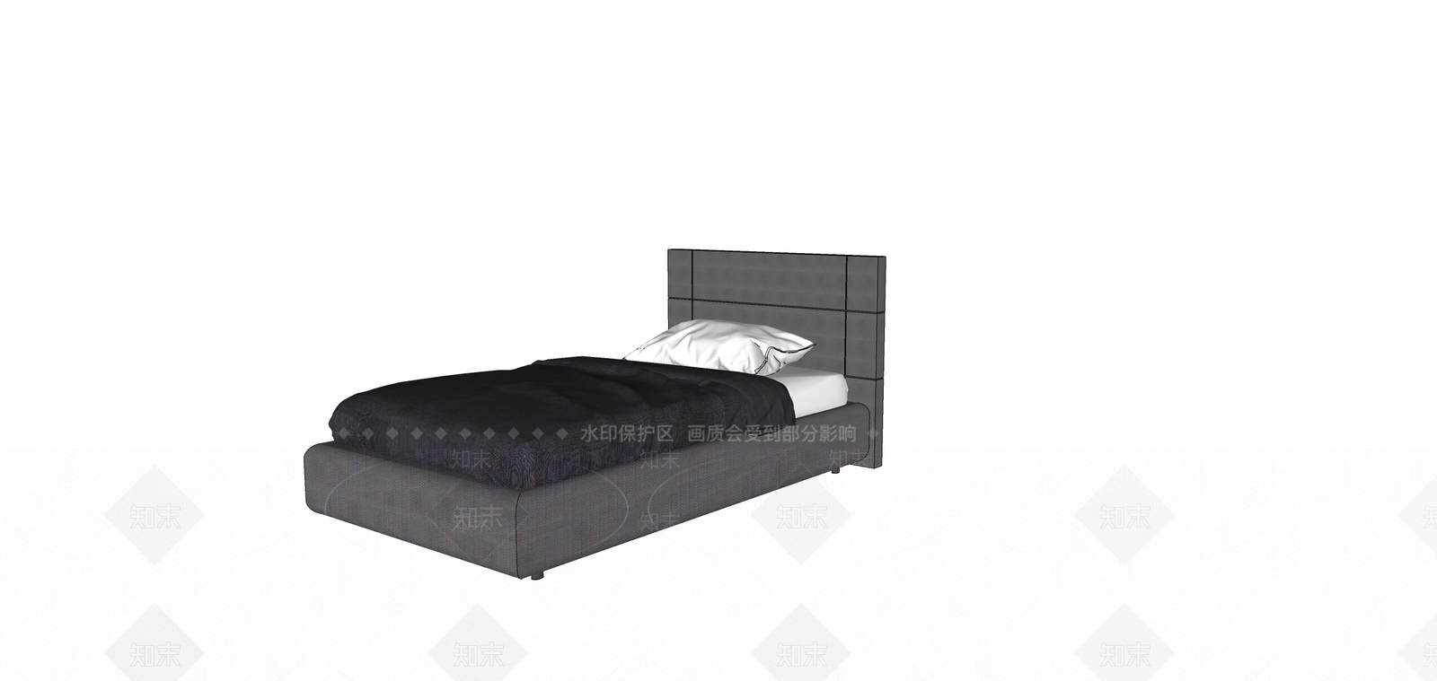 现代单人床SU模型下载【ID:1110084416】