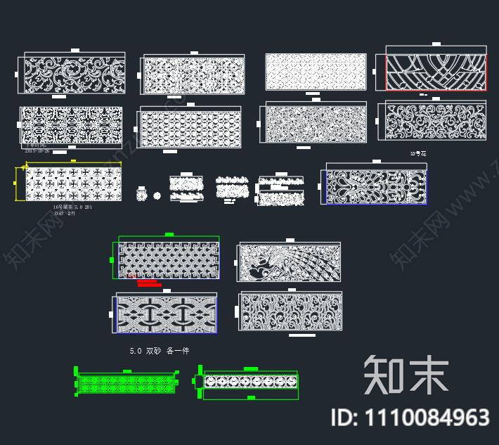 现代简约雕花图cad施工图下载【ID:1110084963】