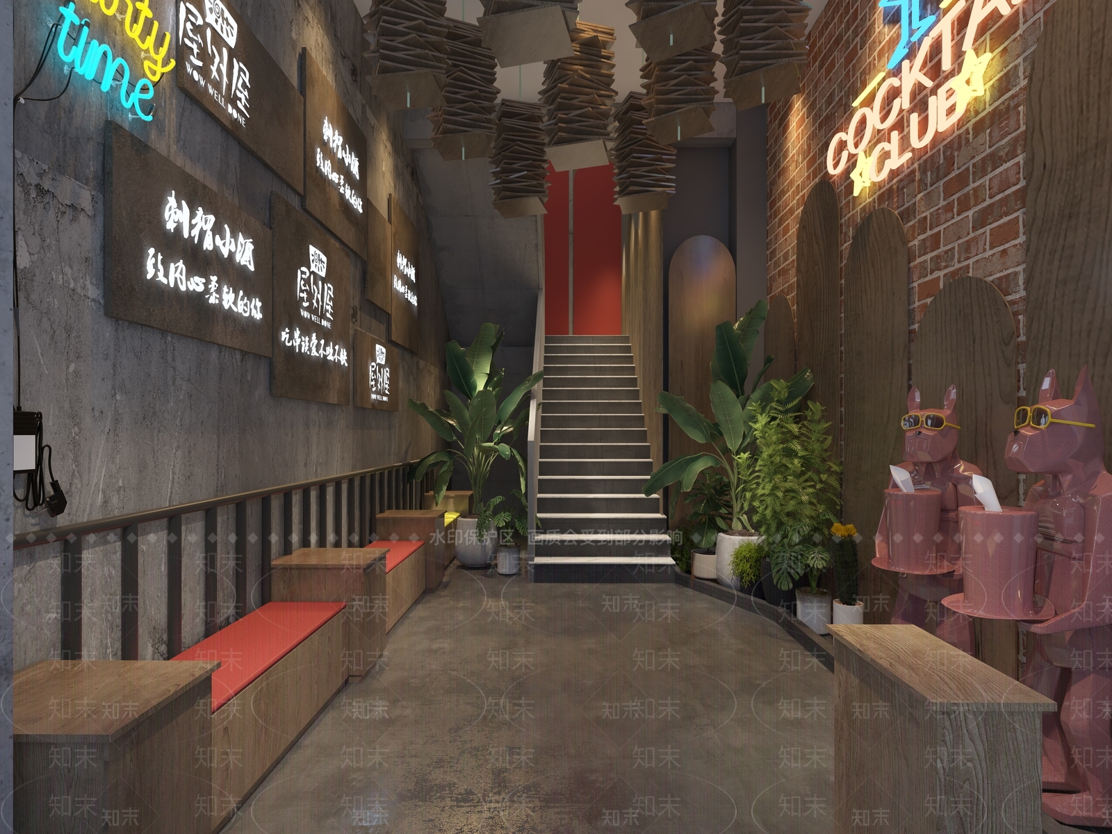 工业风餐厅过道3D模型下载【ID:1110085401】