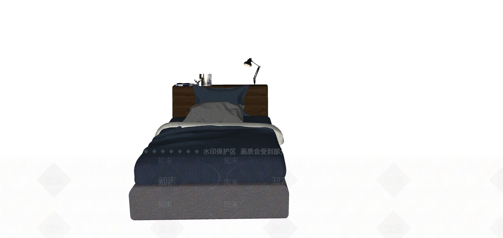 北欧单人床SU模型下载【ID:1110087039】
