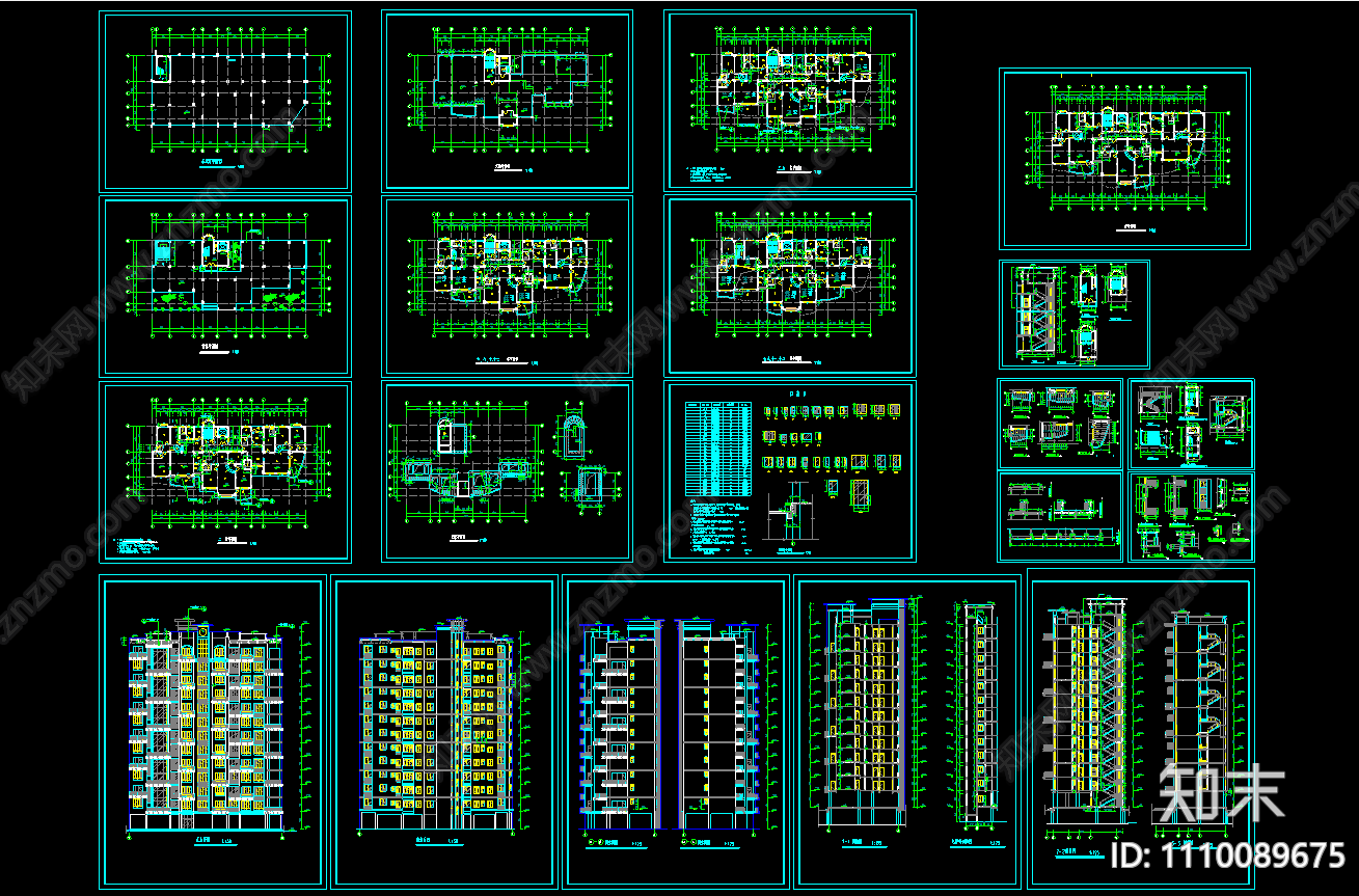 高层住宅楼H幢建筑图CAD施工图下载【ID:1110089675】