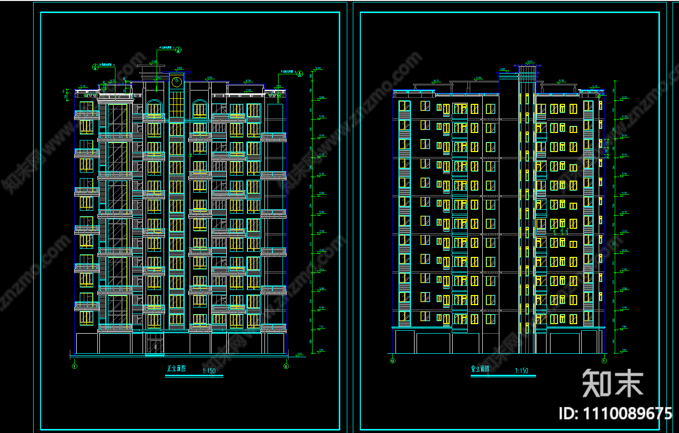高层住宅楼H幢建筑图CAD施工图下载【ID:1110089675】