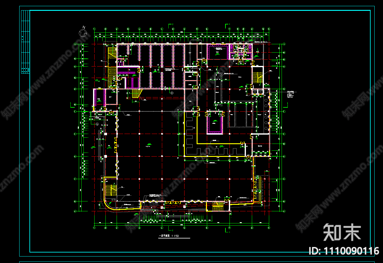 学校食堂全套CADcad施工图下载【ID:1110090116】