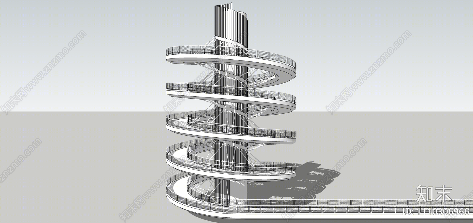 现代塔楼SU模型下载【ID:1110306966】