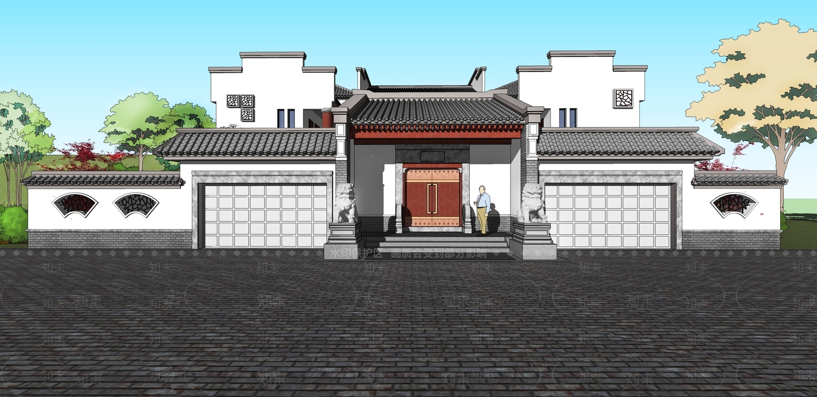 中式四合院SU模型下载【ID:1110091397】