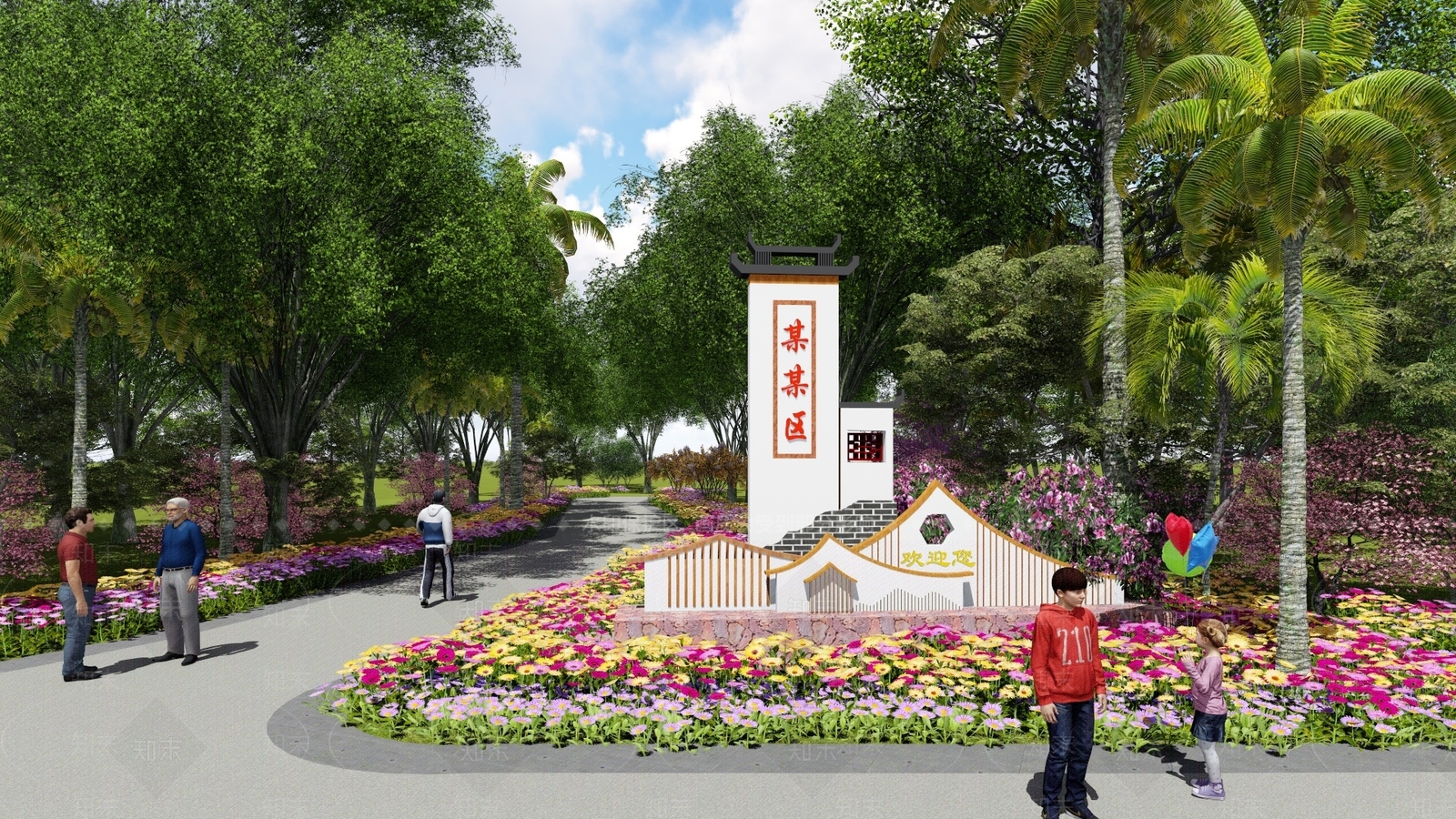新中式乡村标识牌SU模型下载【ID:1110094254】