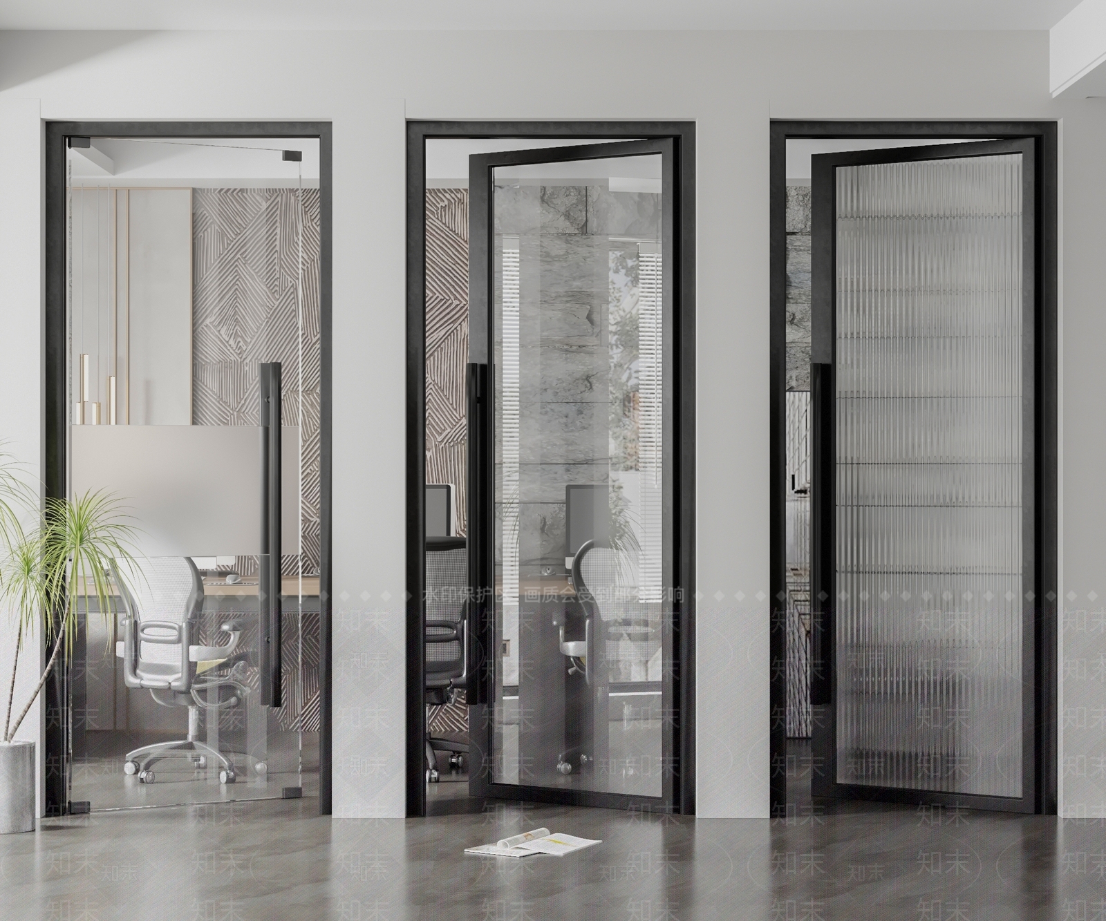 现代办公室单开门3D模型下载【ID:1110103467】