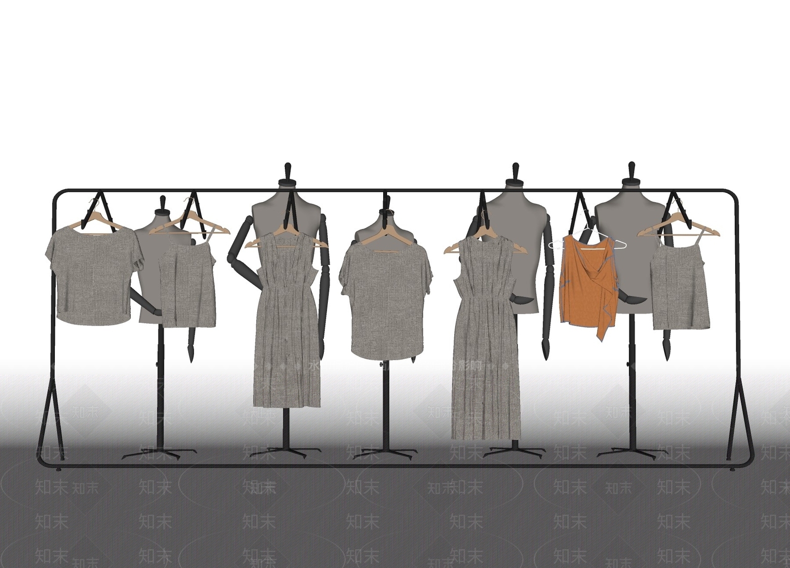 现代服装展架SU模型下载【ID:1110104543】
