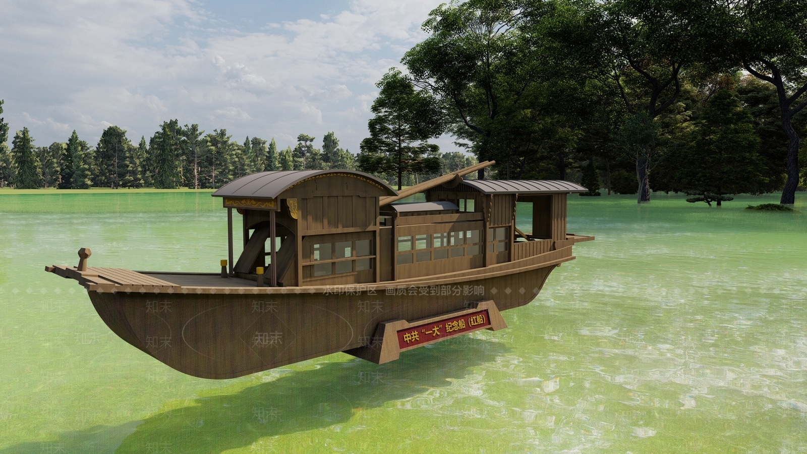 中式古代船屋SU模型下载【ID:1110105702】
