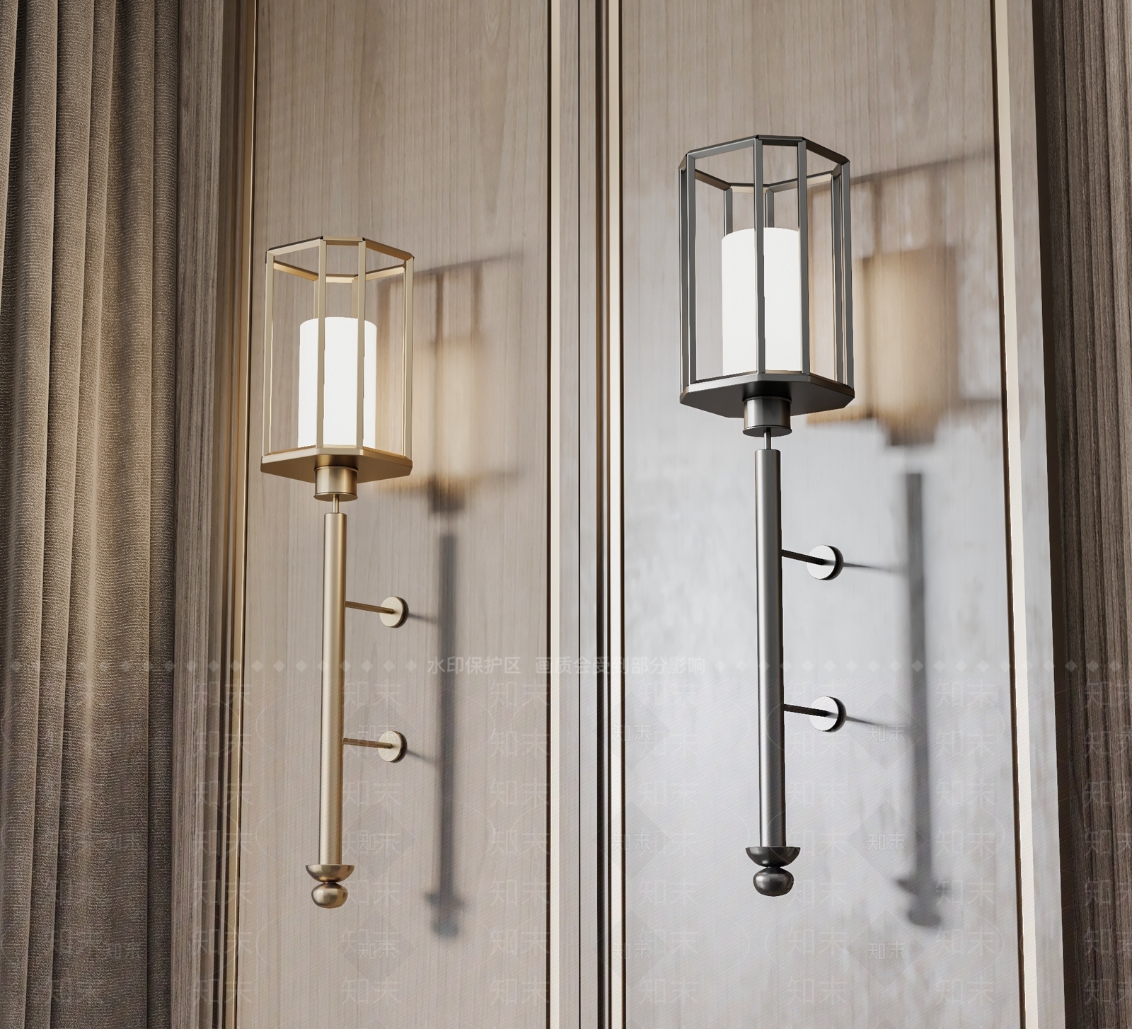 新中式金属壁灯3d模型下载