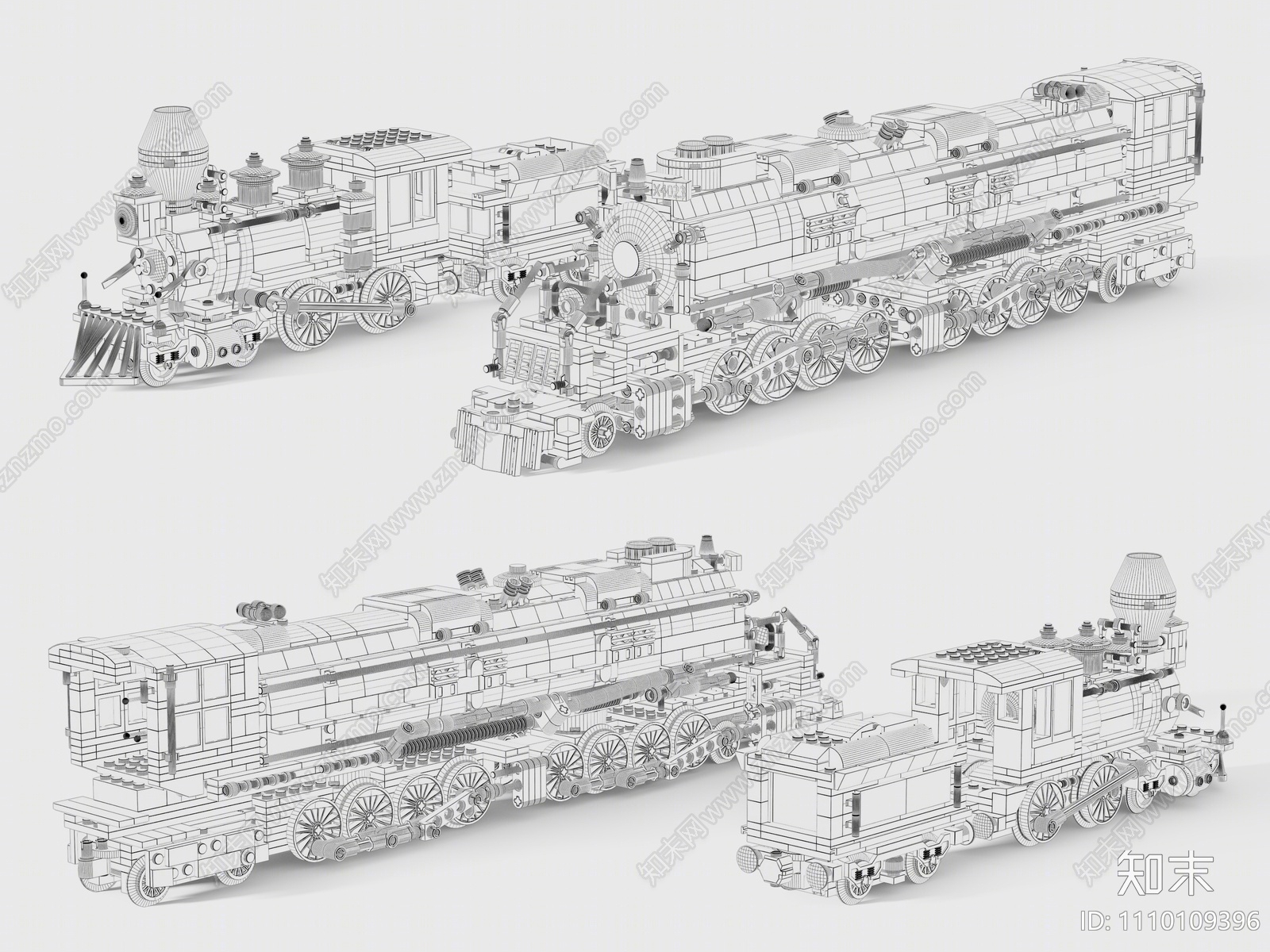 现代乐高积木火车3d模型下载
