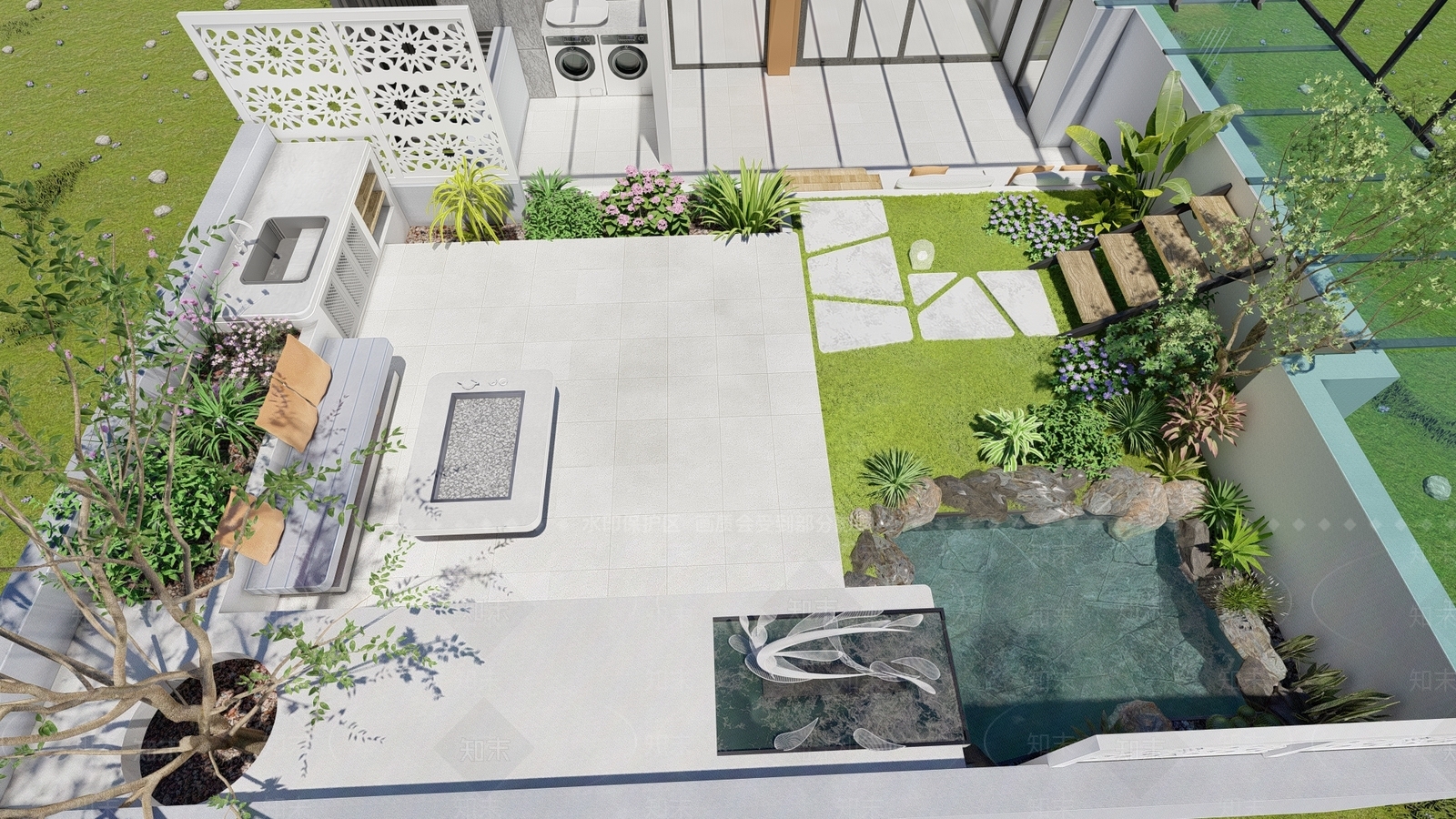 现代屋顶花园SU模型下载【ID:1110114887】