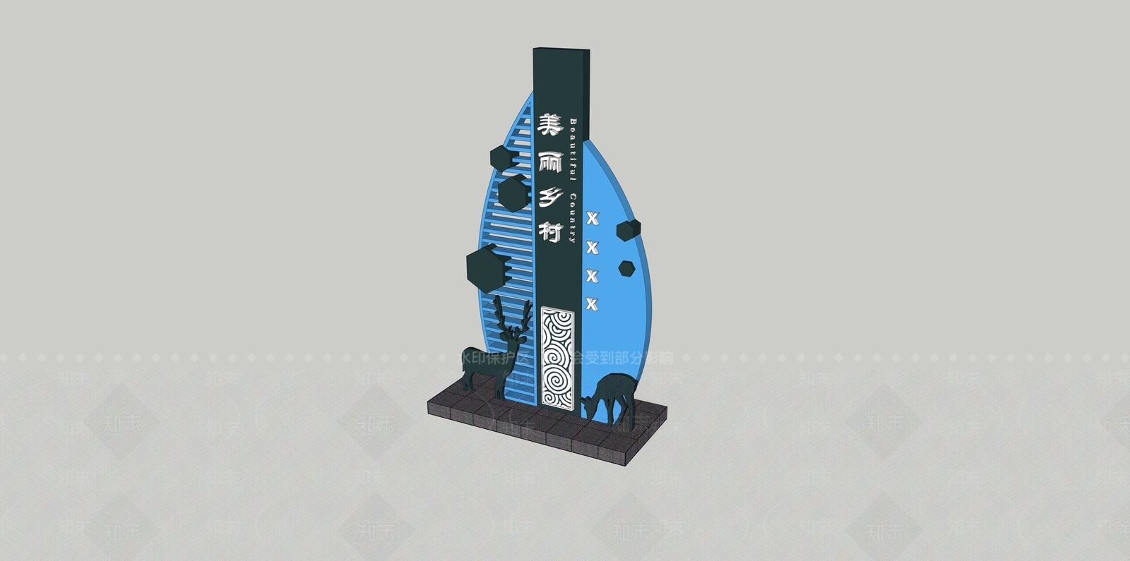 现代乡村指示牌SU模型下载【ID:1110122788】