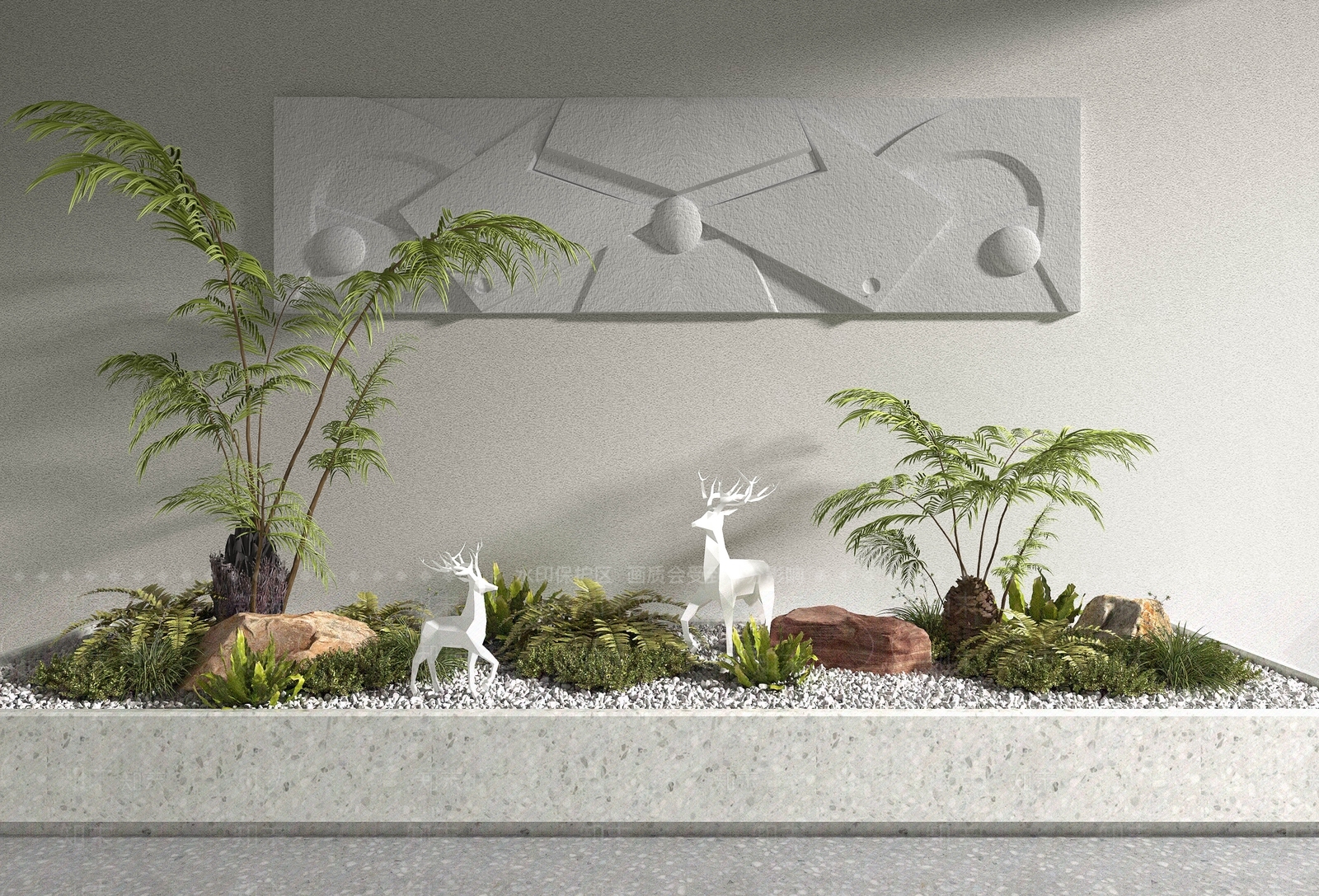 现代植物堆3D模型下载【ID:1110133620】