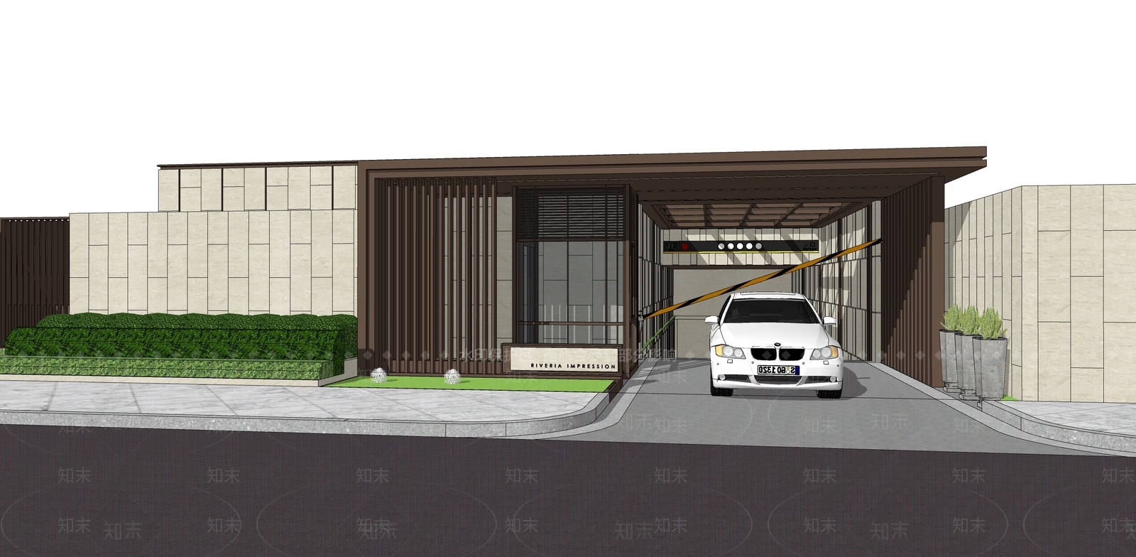 新中式地下车库出入口SU模型下载【ID:1110136882】