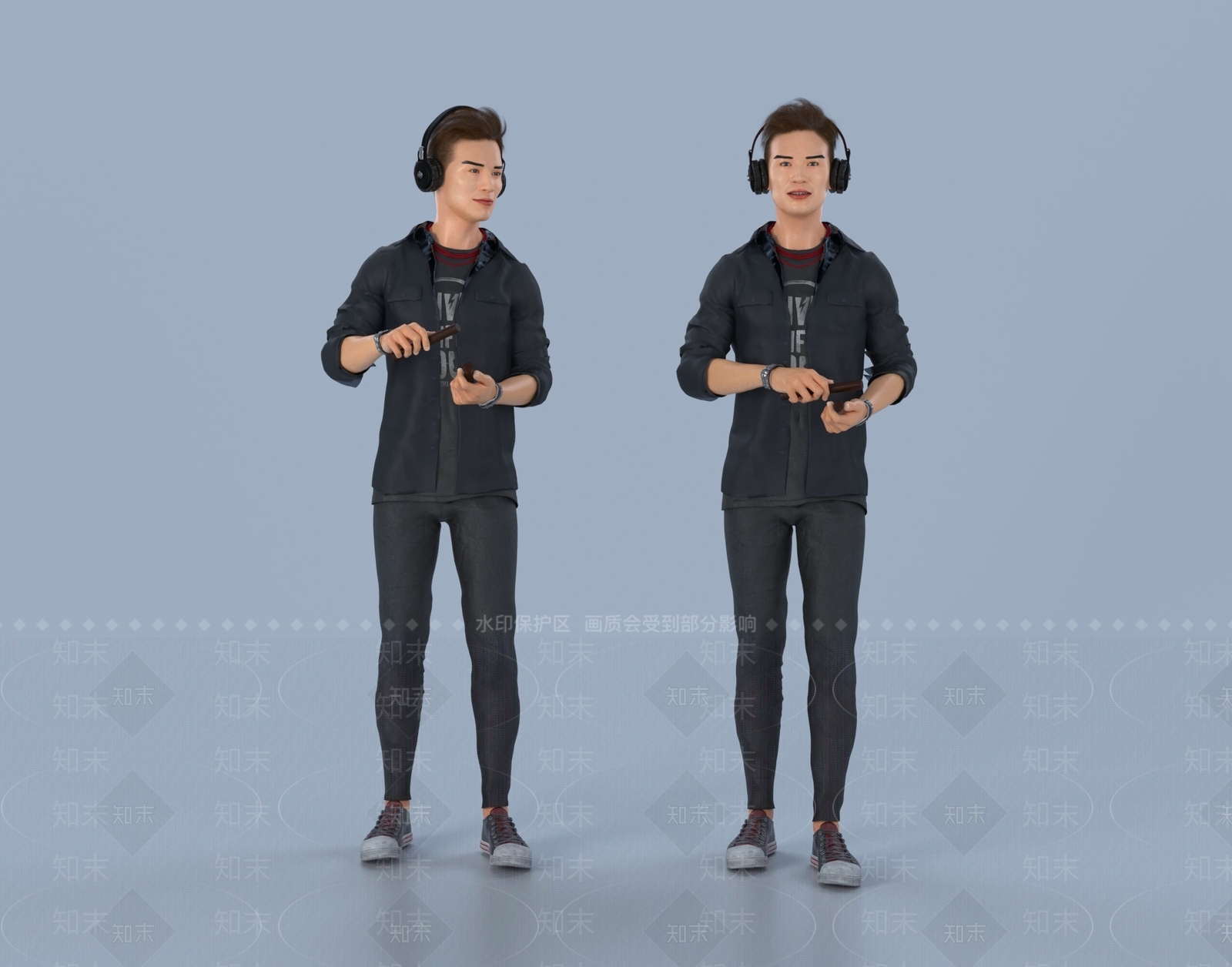 现代乐器演奏男人3D模型下载【ID:1110137529】