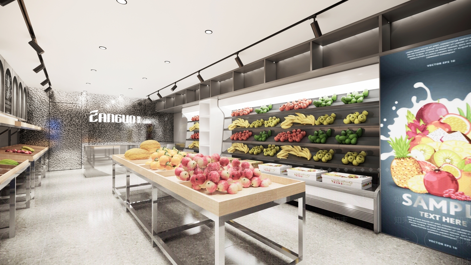 现代水果店SU模型下载【ID:1110307296】