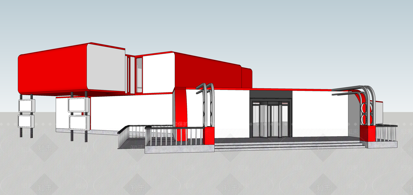 现代展览馆建筑SU模型下载【ID:1110141287】