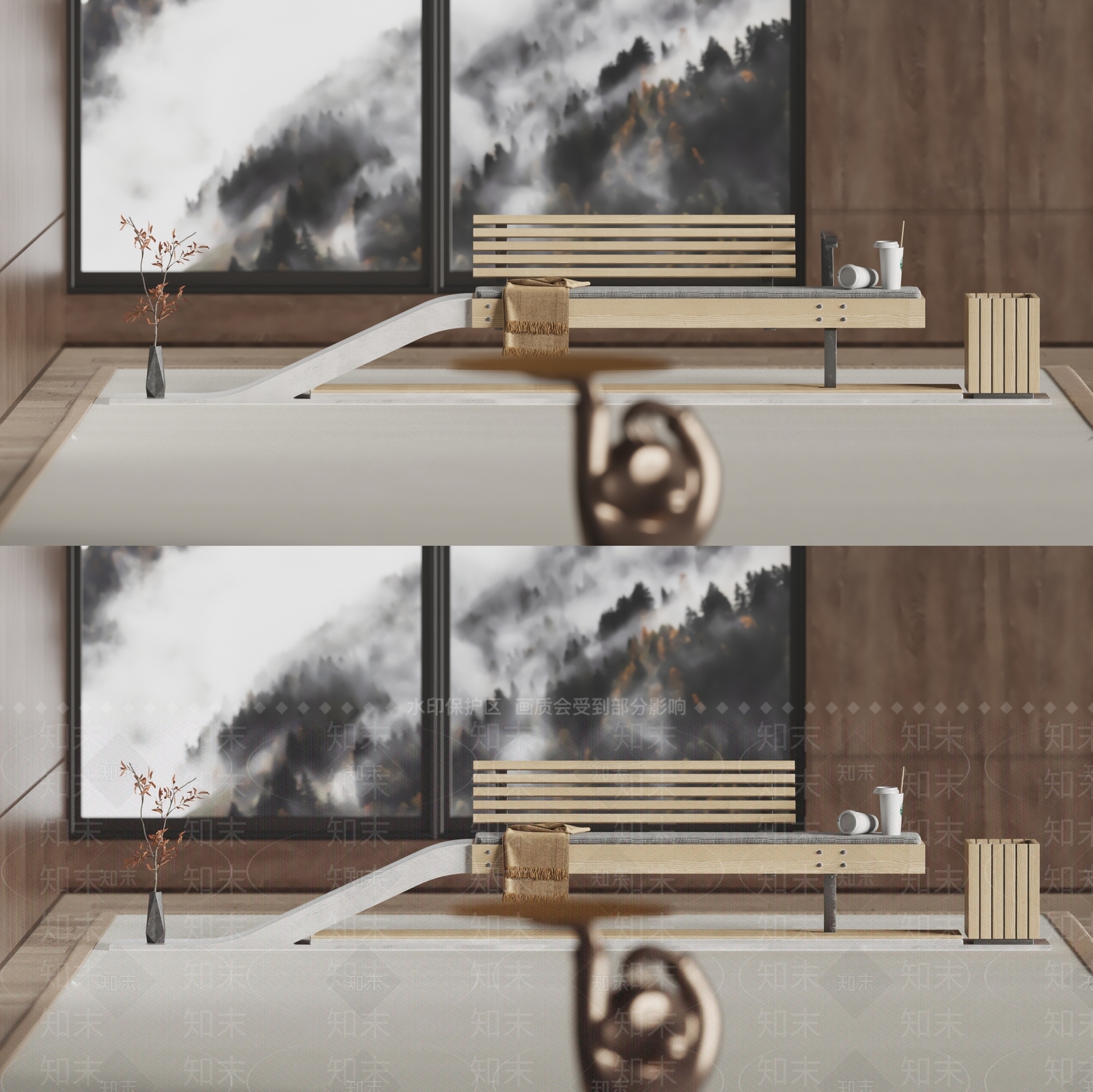 现代实木公园长椅3D模型下载【ID:1110141144】