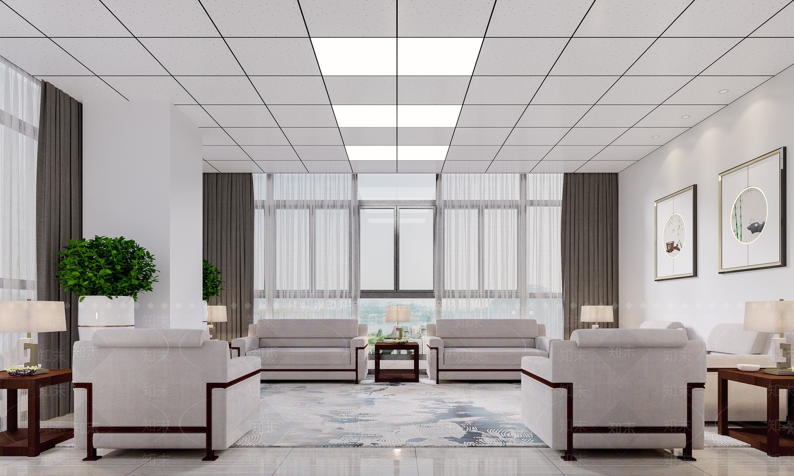 新中式VIP接待室3D模型下载【ID:1110142455】