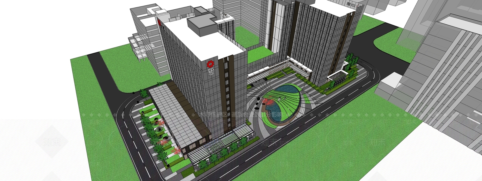 现代办公景观SU模型下载【ID:1110145086】