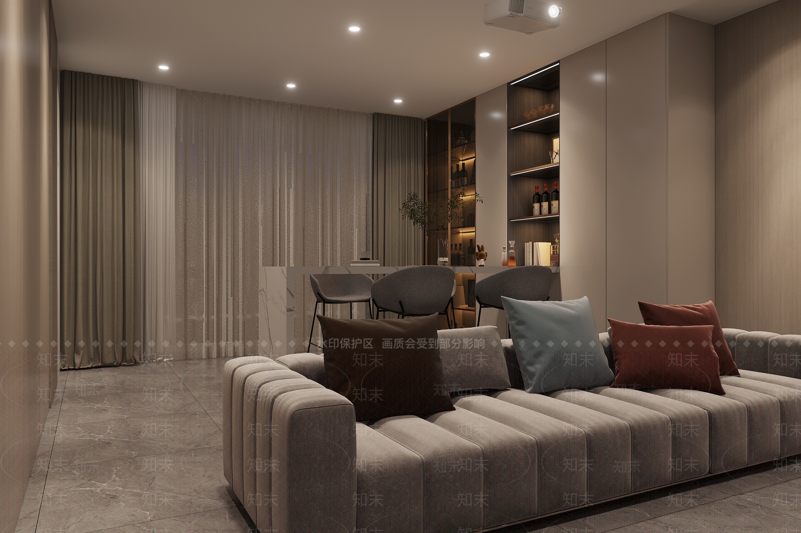 现代家居影音室3D模型下载【ID:1110155297】