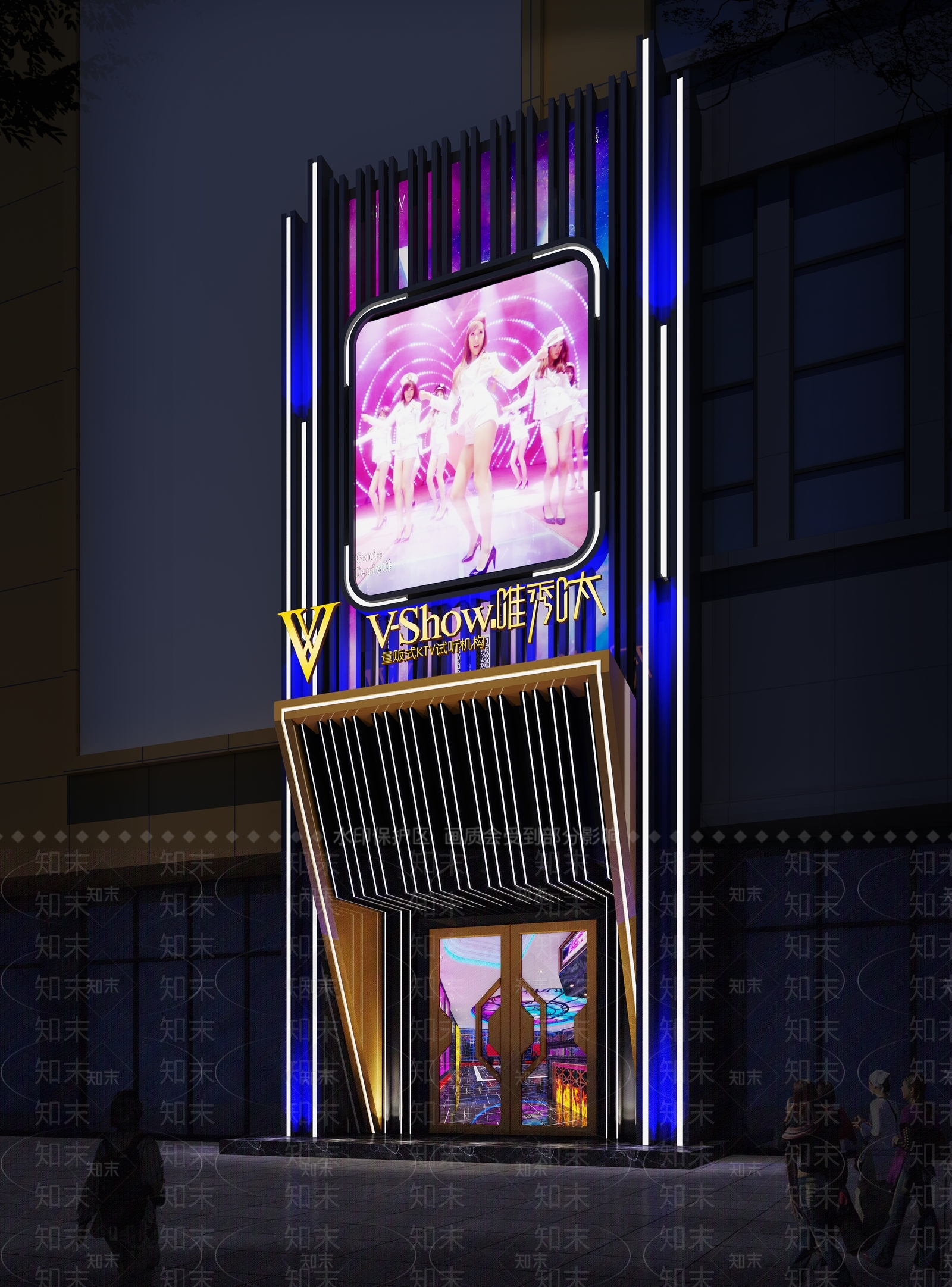 现代KTV门头门面3D模型下载【ID:1110166070】