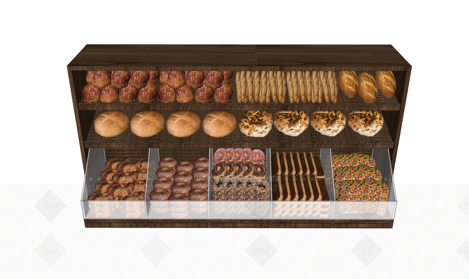 现代面包烘培展柜SU模型下载【ID:1110187571】