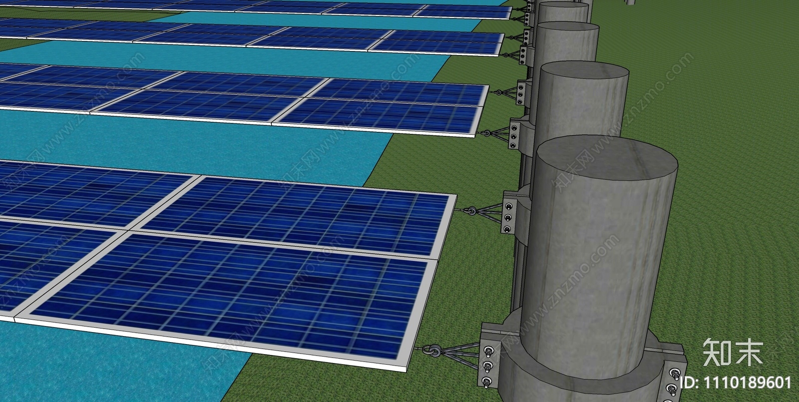 现代水面光伏电站SU模型下载【ID:1110189601】