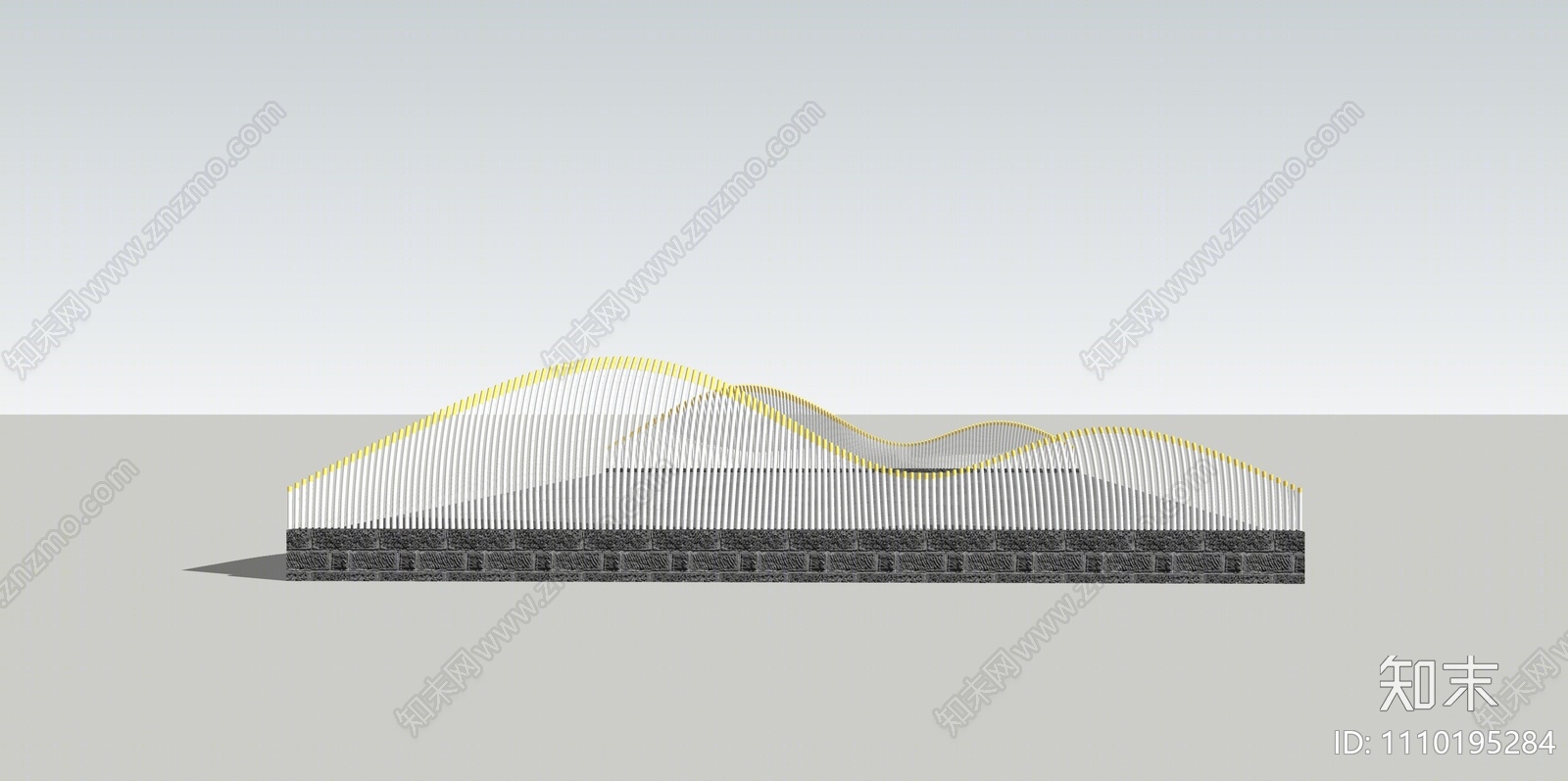 现代异形波浪栏杆SU模型下载【ID:1110195284】