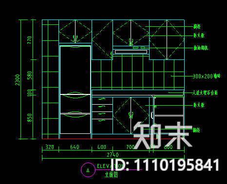 北欧厨房设计L型橱柜布局cad施工图下载【ID:1110195841】