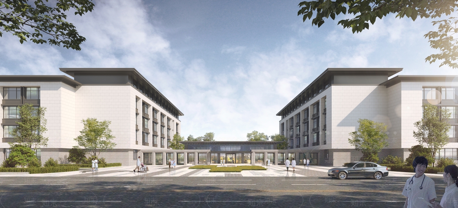 新中式医疗养老综合体SU模型下载【ID:1110202548】