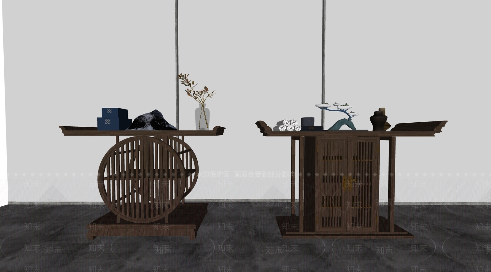 新中式端景条案SU模型下载【ID:1110213747】