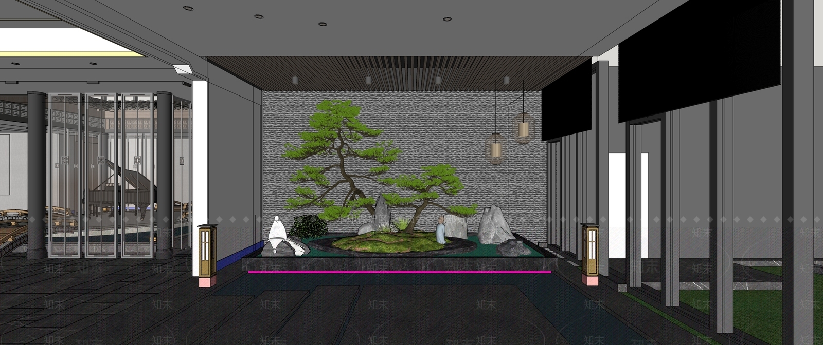 新中式会所SU模型下载【ID:1110284916】