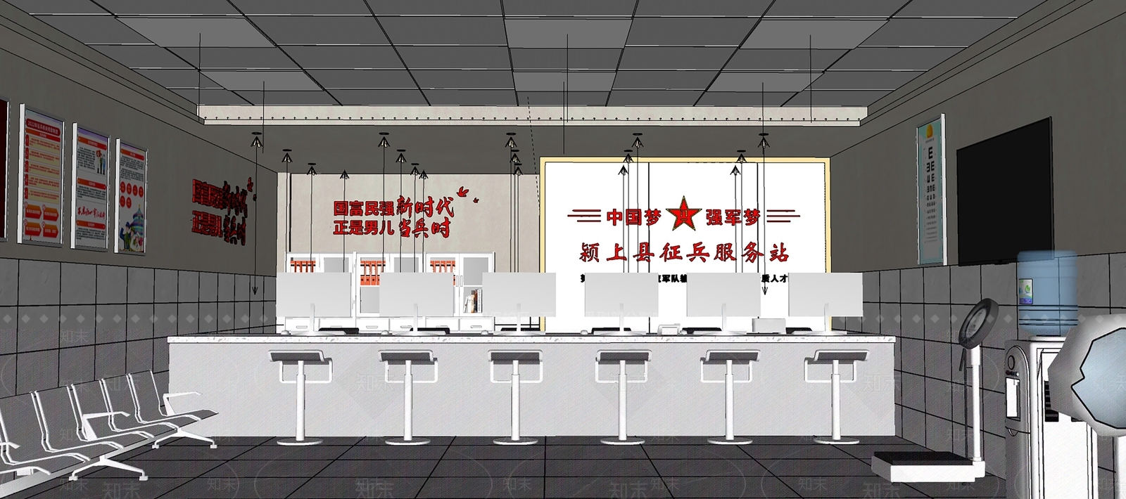 现代办事大厅SU模型下载【ID:1110214696】