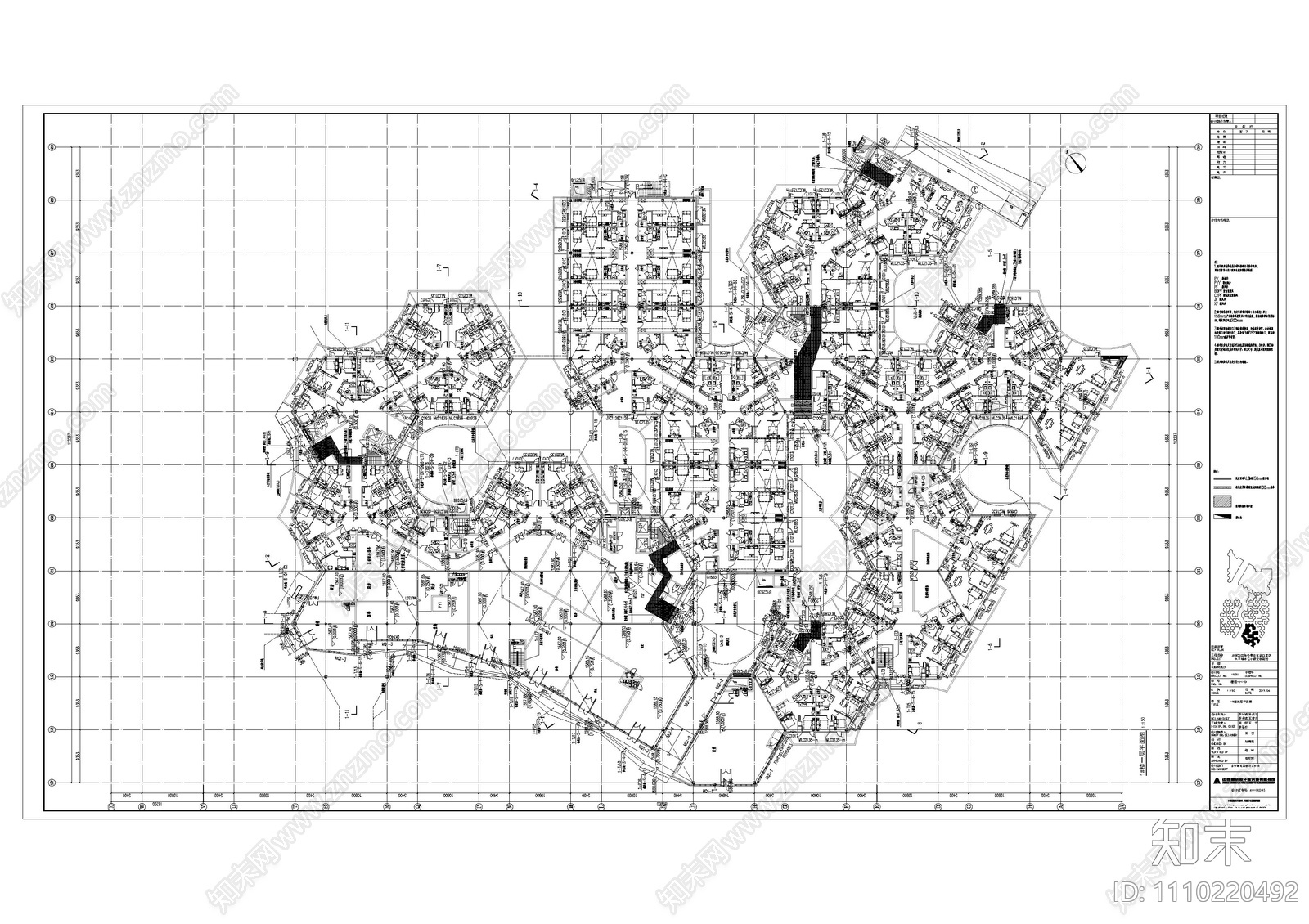 建筑cad地上南区cad施工图下载【ID:1110220492】