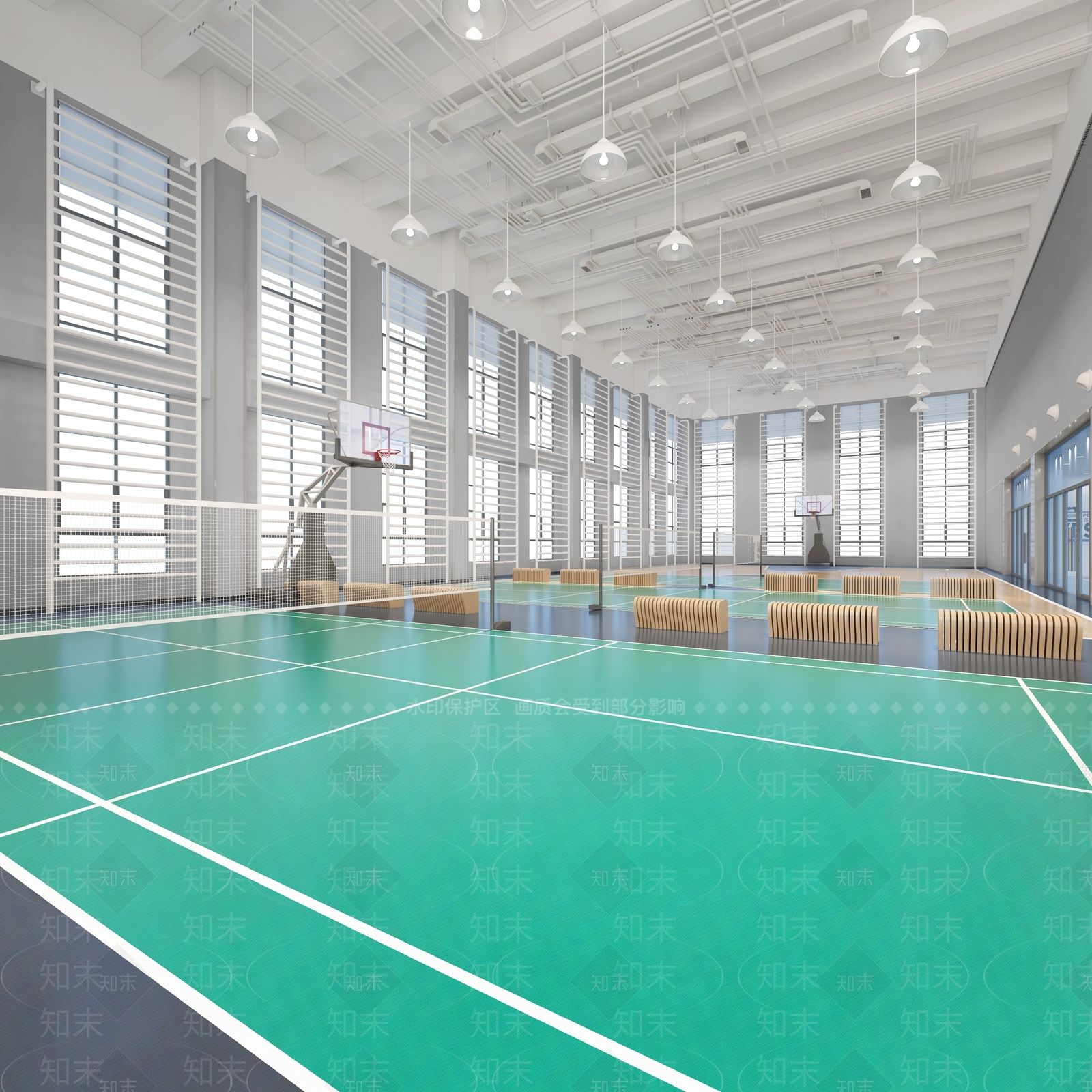 现代羽毛球场3D模型下载【ID:1110230536】