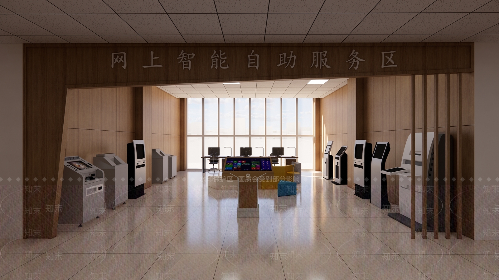 现代政务办事大厅SU模型下载【ID:1113385453】