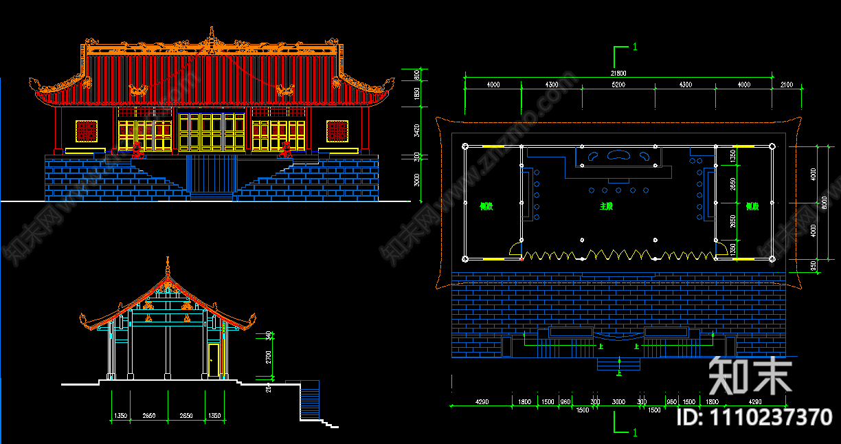 寺庙古建筑设计方案图cad施工图下载【ID:1110237370】