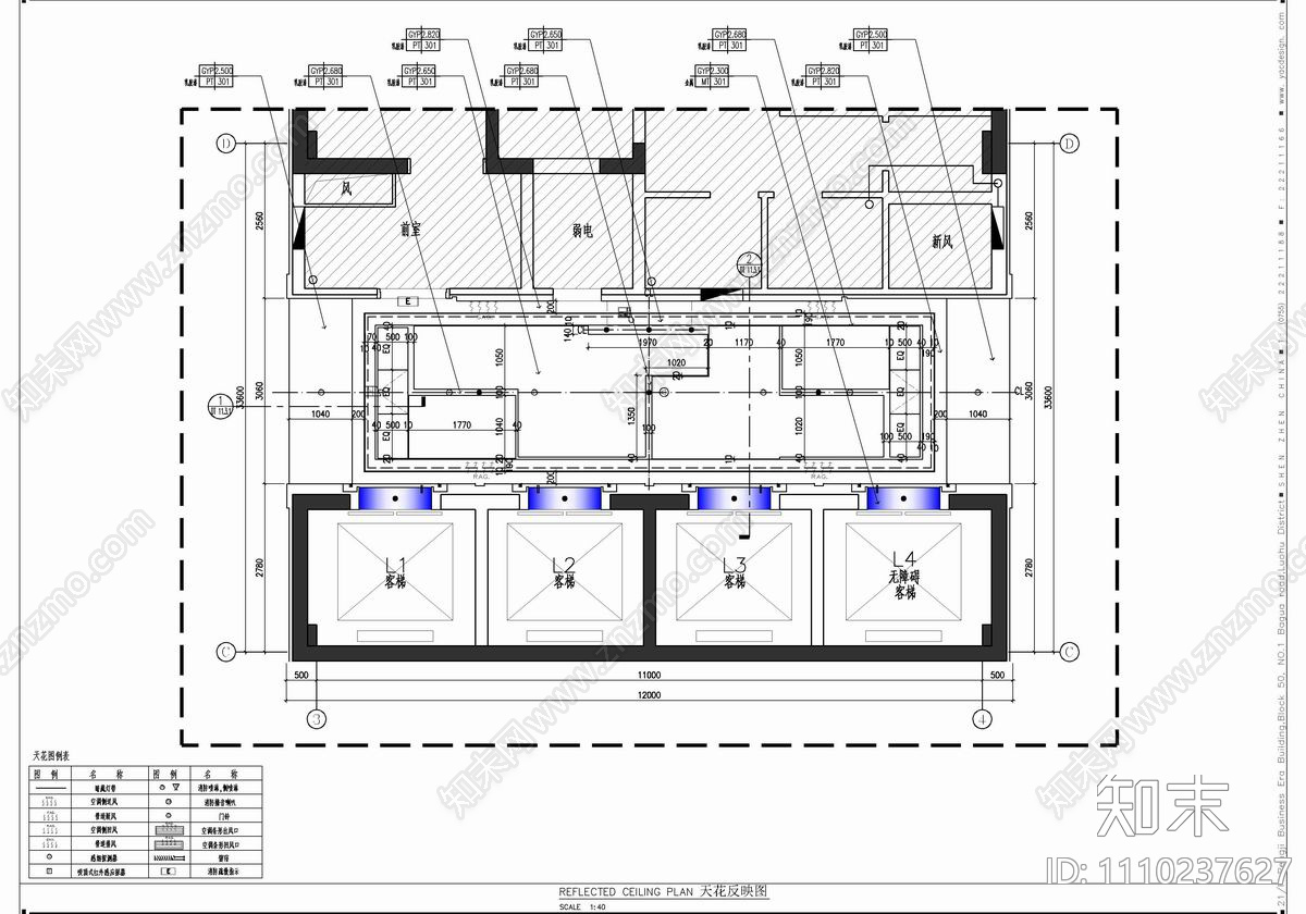 某酒店电梯厅CAD施工详图施工图下载【ID:1110237627】