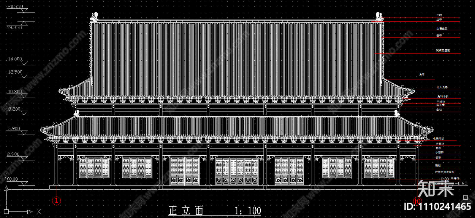 涞水金山寺大雄宝殿建筑结构施工图cad施工图下载【ID:1110241465】