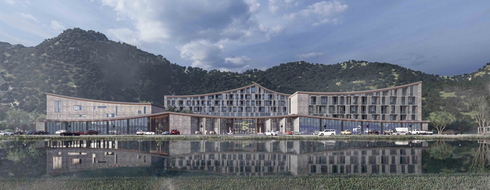 新中式酒店建筑SU模型下载【ID:1110242166】