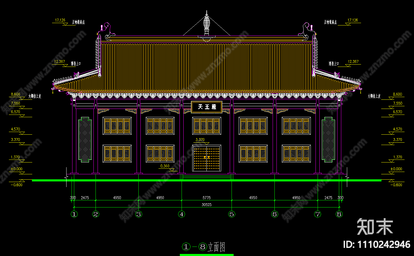 洗心禅寺天王殿施工图施工图下载【ID:1110242946】