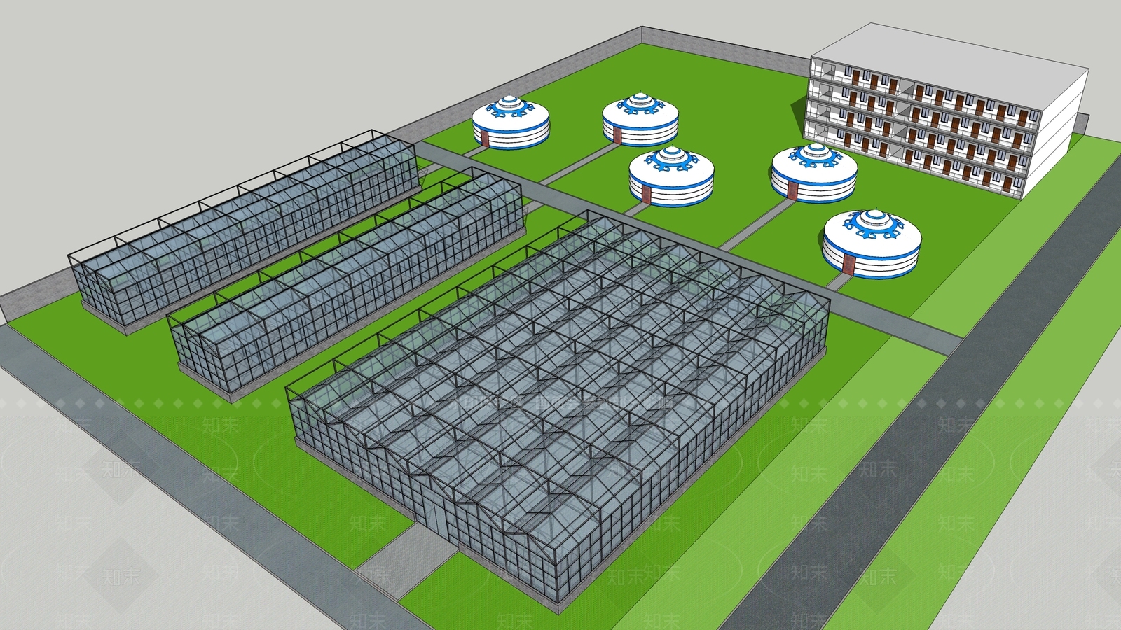 现代农业建筑SU模型下载【ID:1110243275】
