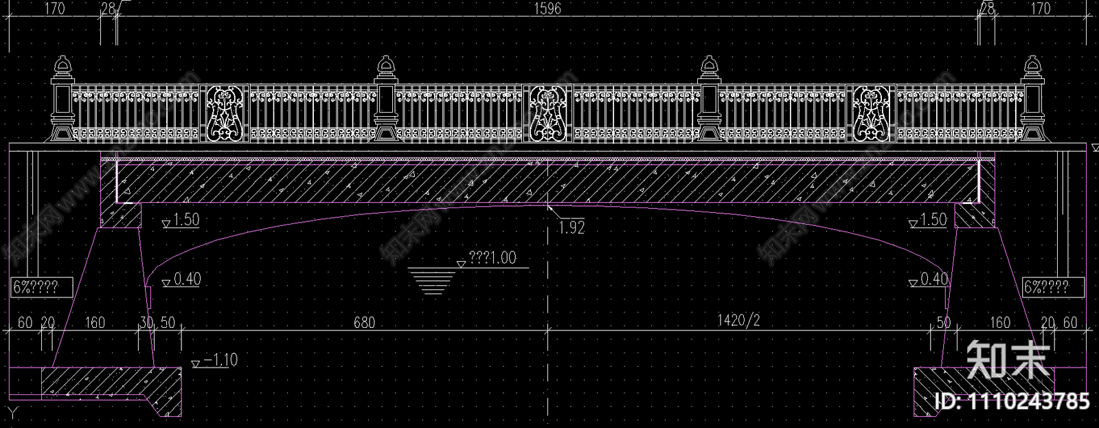 景观桥施工图全套cad施工图下载【ID:1110243785】